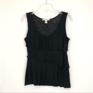 Kenneth Cole Ruffled sleeveless Black Top